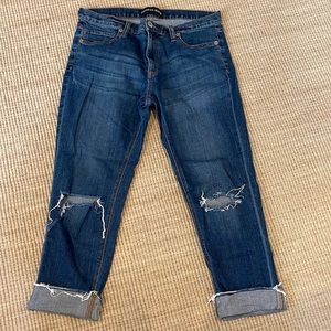 Express Girlfriend mid rise Denim blue Jeans Distressed women’s size 10